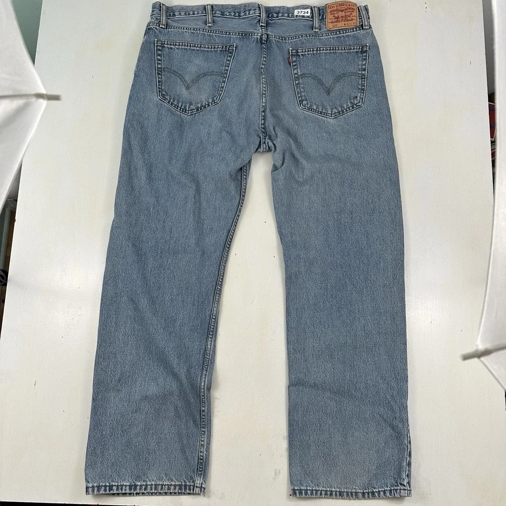 Y2K Levi's 505 Jeans Men's 42x32 Regular Fit 100% Cotton Straight Leg Light Wash